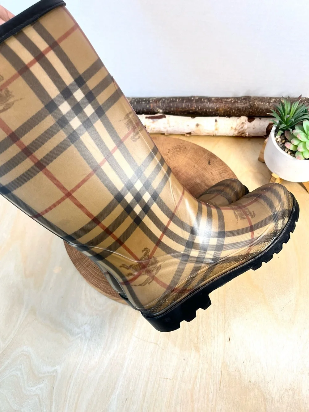 Burberry Check Rain Boots Size 37 / US 7 Waterproof